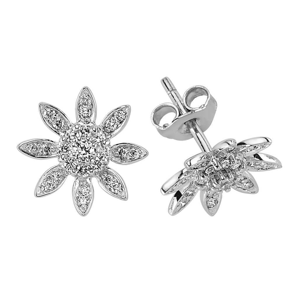 Diamond Flower Stud Earrings