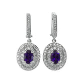 Boucles d'oreilles diamant et améthyste ovale