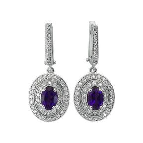 Boucles d'oreilles diamant et améthyste ovale