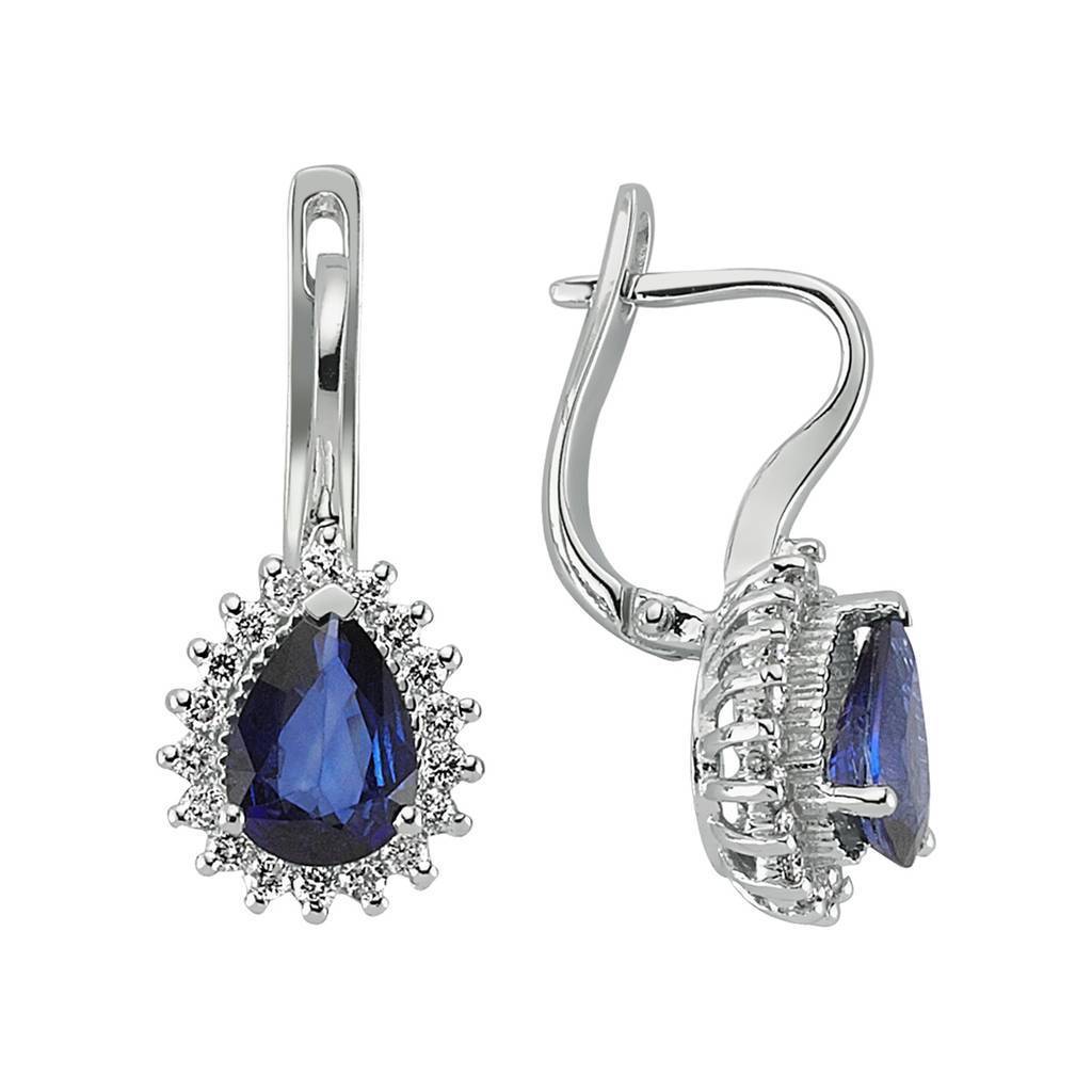 Diamond and drop sapphire earrings