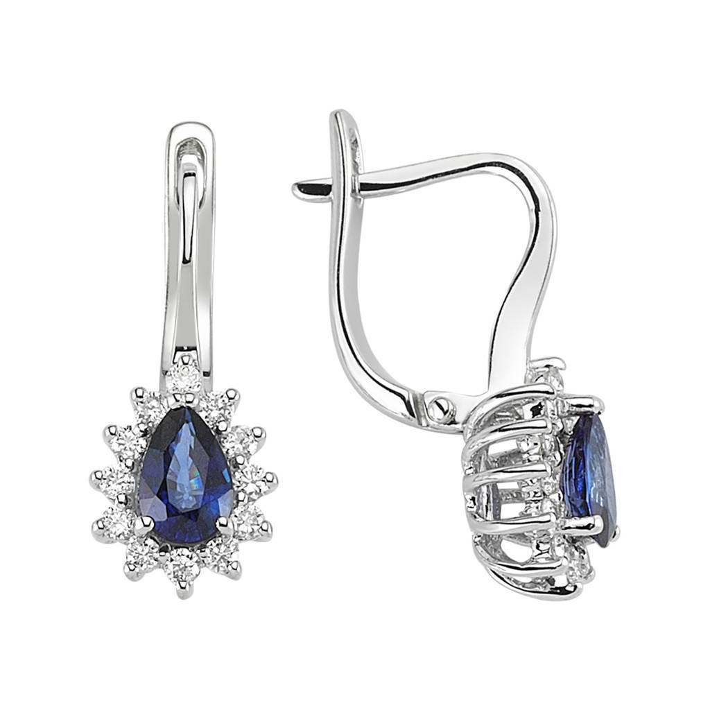 Diamond and drop sapphire earrings
