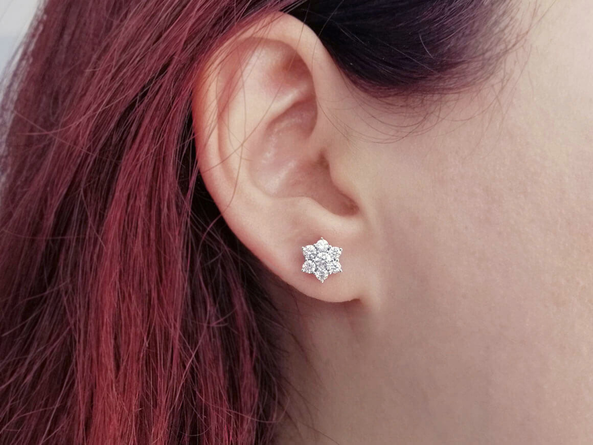 Diamond Ascella Stud Earrings