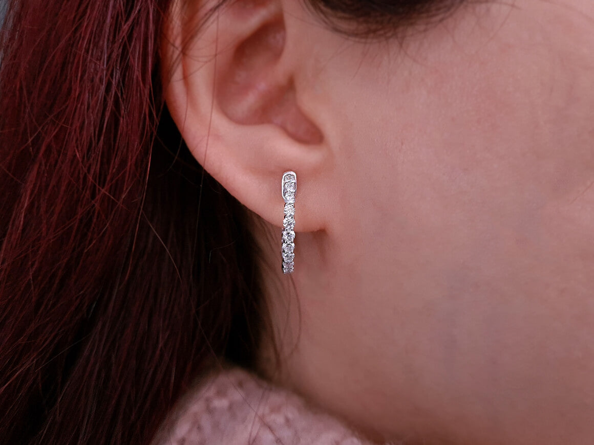 Inside and outside diamond hoop earrings