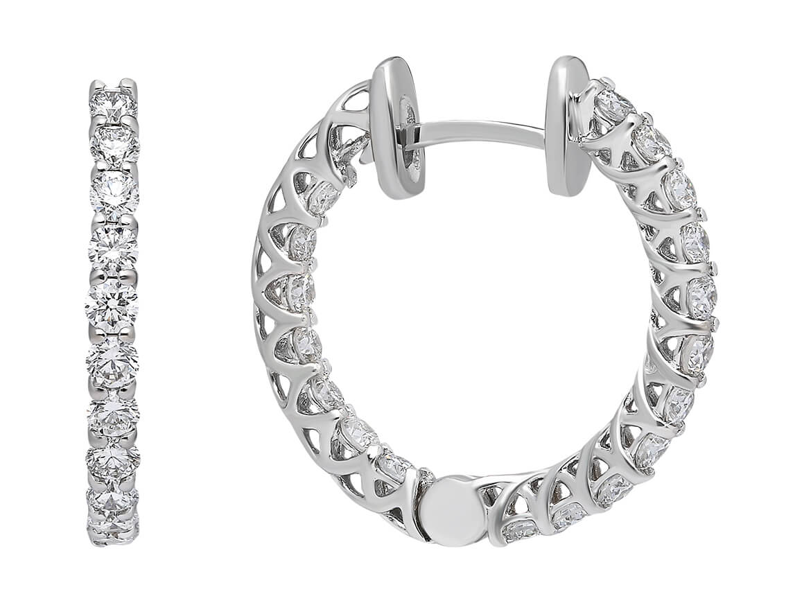 Inside and outside diamond hoop earrings