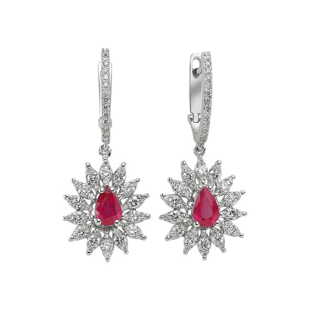 Boucles d'oreilles rubis diamant et larme
