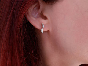 Boucles d'oreilles puces double rang diamants