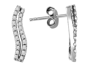 Boucles d'oreilles puces double rang diamants