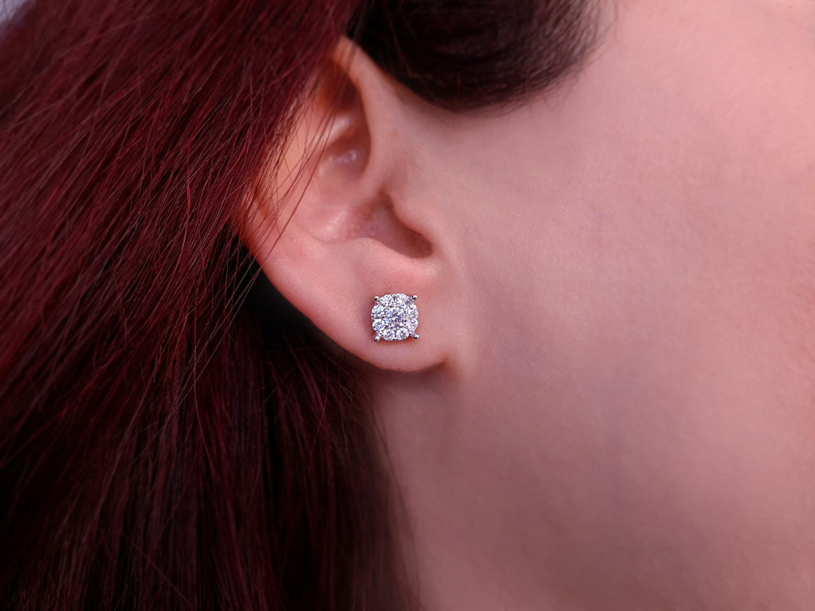 Boucles d'oreilles solitaires effet diamant 1,50 carat