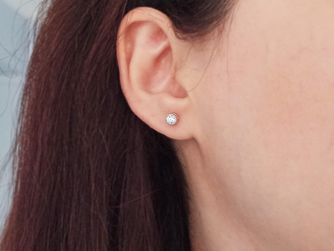 Boucles d'oreilles solitaires diamant 0,34 carat