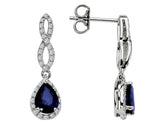 Boucles d'oreilles puces diamants et saphirs en forme de larme