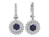 Boucles d'oreilles double rang diamants et saphirs