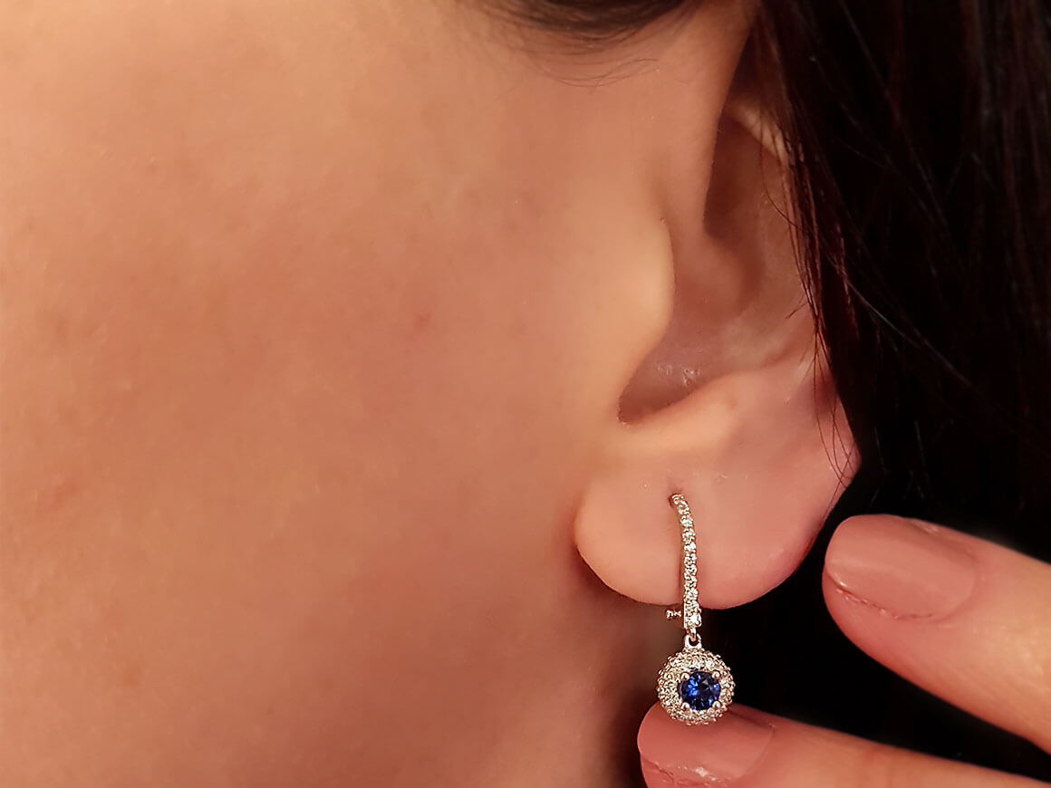 Boucles d'oreilles Sultan diamants et saphirs