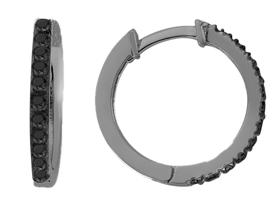 Black Diamond Hoop Earrings