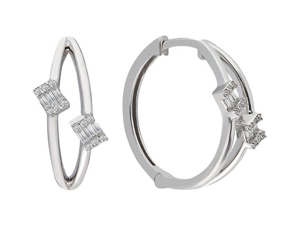 Baguette diamond hoop earrings