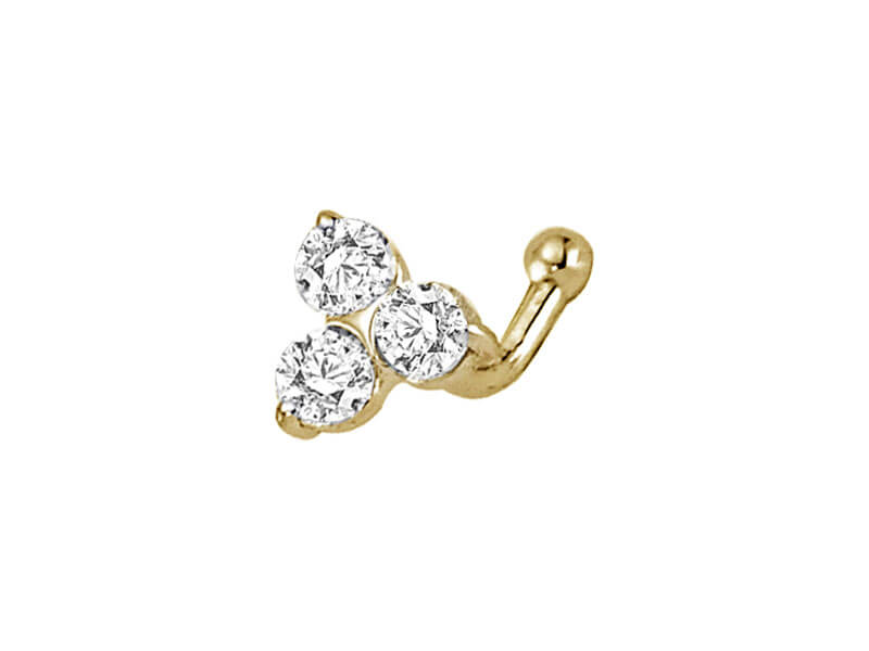 Piercing de nez tria en diamant de 0,11 carat au total