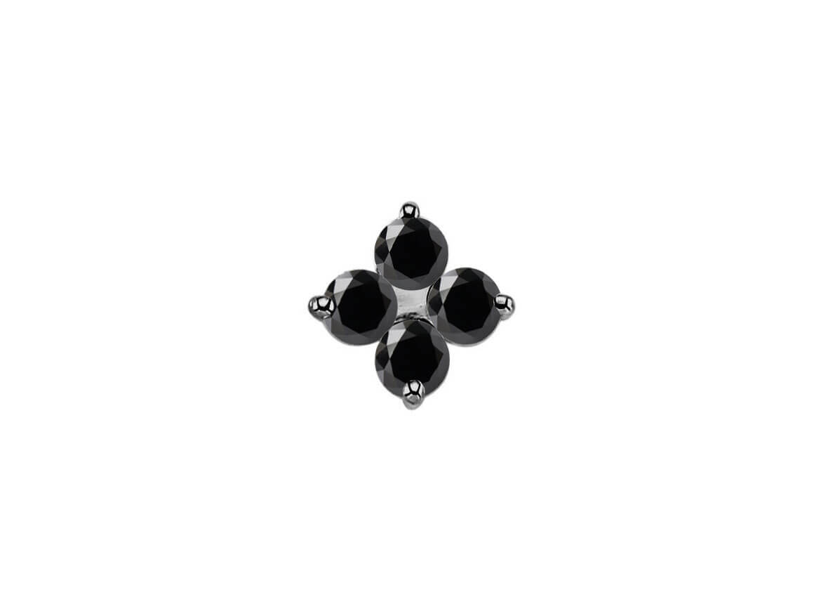 Black Diamond Clover Men's Stud Earrings