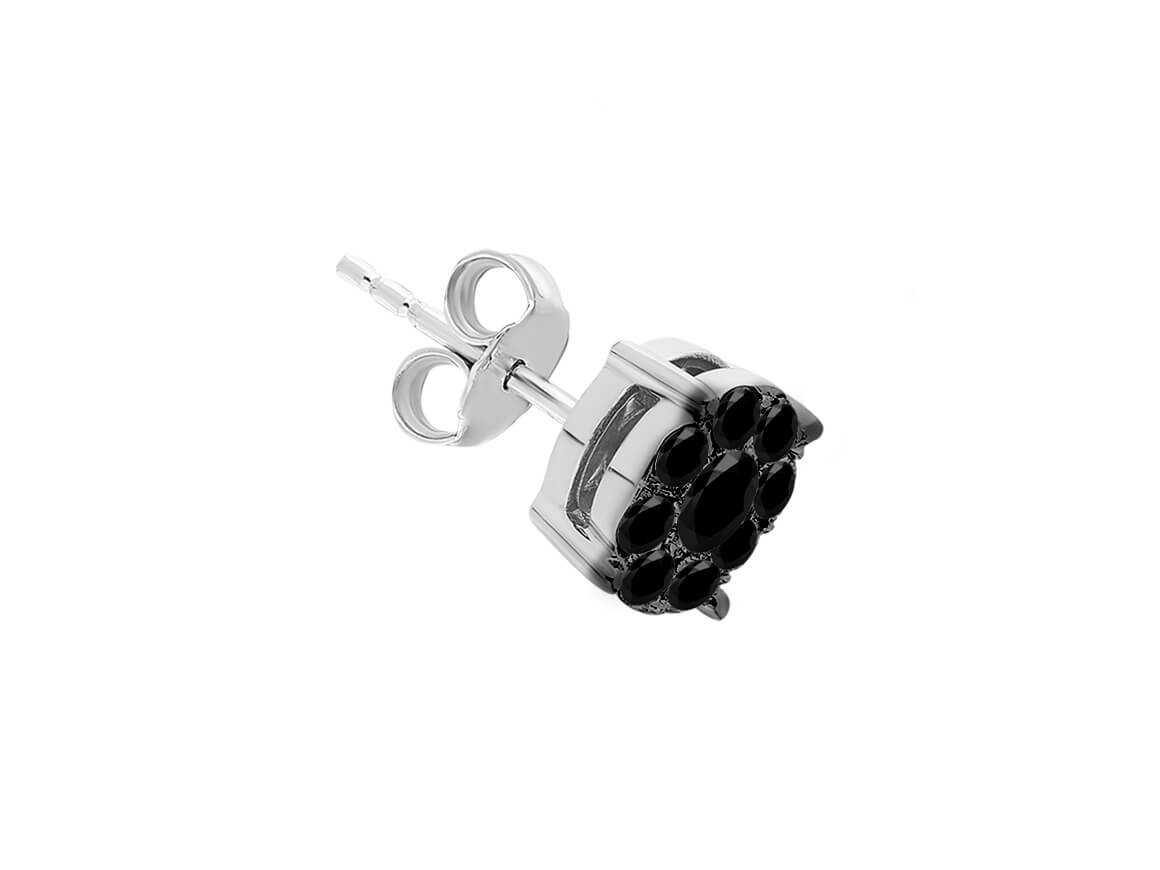 1.50 Carat Black Diamond Effect Solitaire Men's Stud Earrings