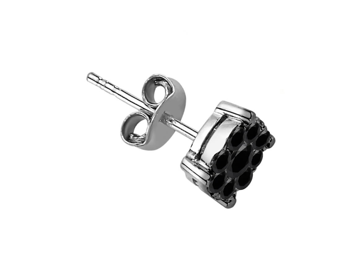0.40 Carat Black Diamond Effect Solitaire Men's Stud Earrings