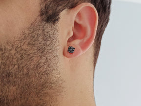 0.40 Carat Black Diamond Effect Solitaire Men's Stud Earrings