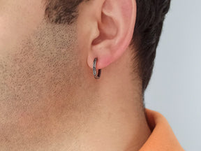Black Diamond Men's Hoop Earrings