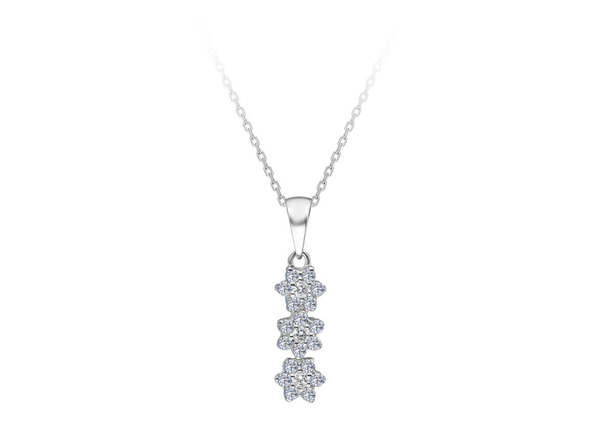 Diamond Tria Flower Necklace