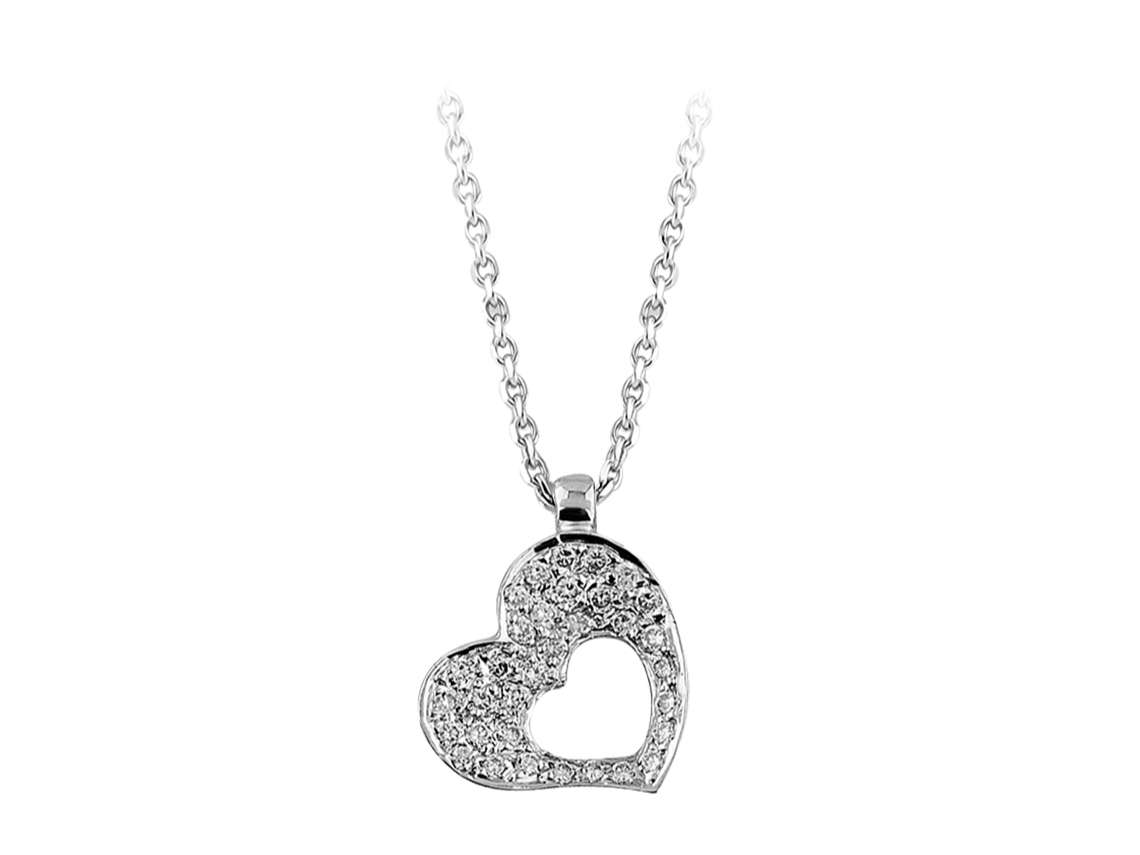 Collier coeur entrelacé de diamants