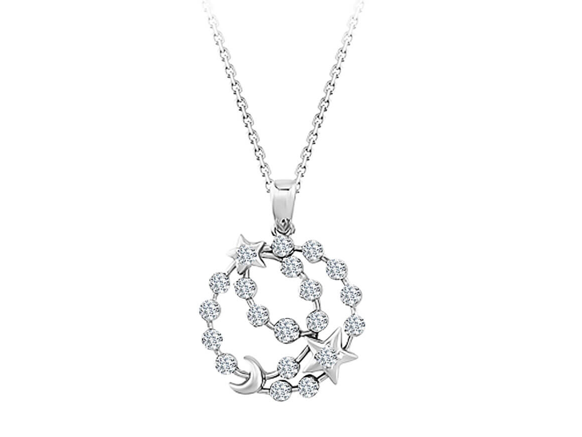 Collier Lune et Étoile Diamants