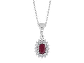 Diamant und Oval Rubin Halskette