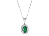 Collier diamant et émeraude ovale