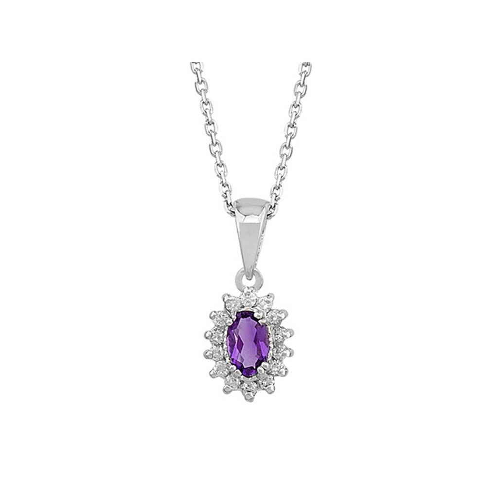 Diamant und Oval Amethyst Halskette