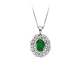 Diamant und Oval Smaragd Halskette