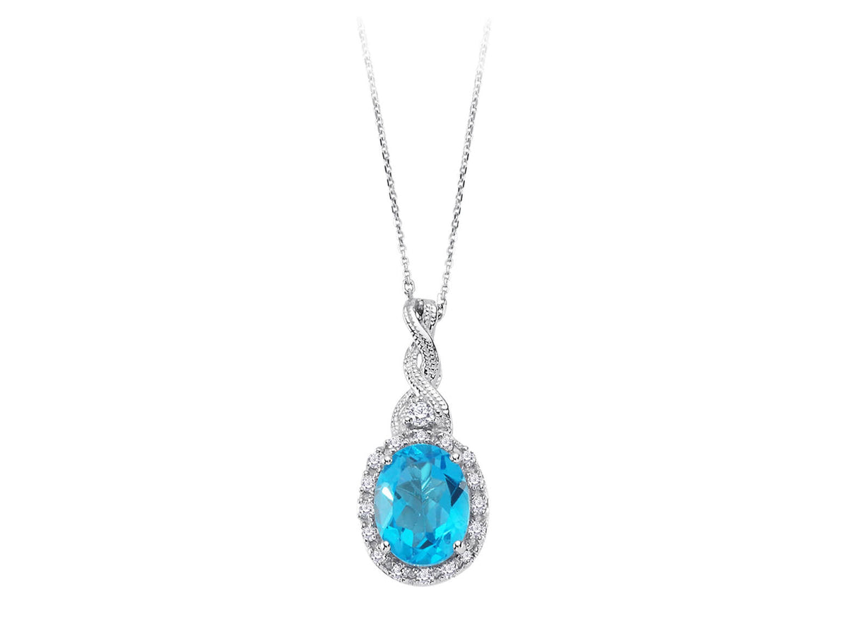 Collier Ivy avec diamants et topazes bleues ovales