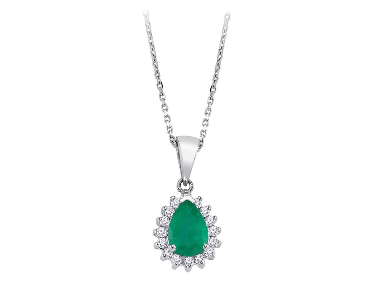 Diamond and drop emerald necklace