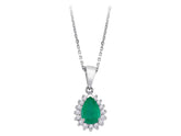 Collier diamant et émeraude en forme de larme