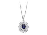 Double Row Diamond and Oval Sapphire Necklace