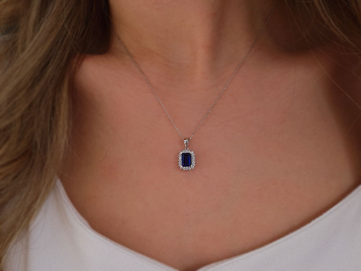 Diamond and Octagon Sapphire Necklace