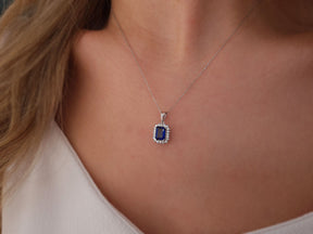 Collier diamant et saphir octogonal