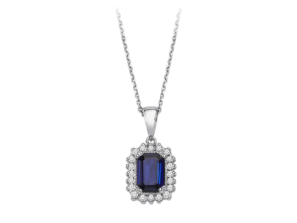 Diamond and Octagon Sapphire Necklace
