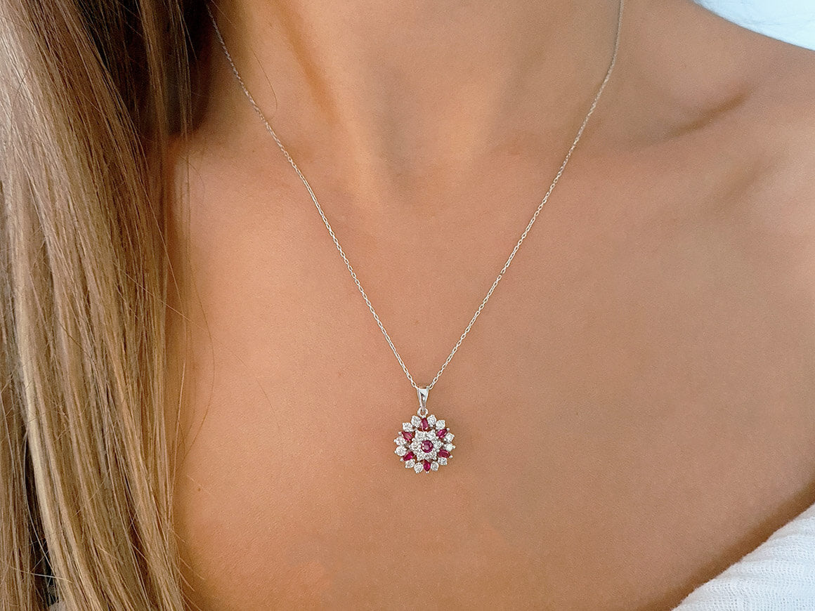 Collier Lys Rubis Diamant et Marquise