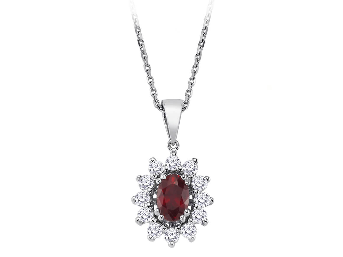 Diamond and Oval Ruby Necklace