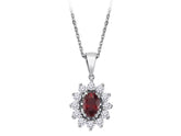 Collier diamant et rubis ovale