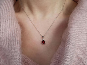 Diamond and Oval Garnet Necklace