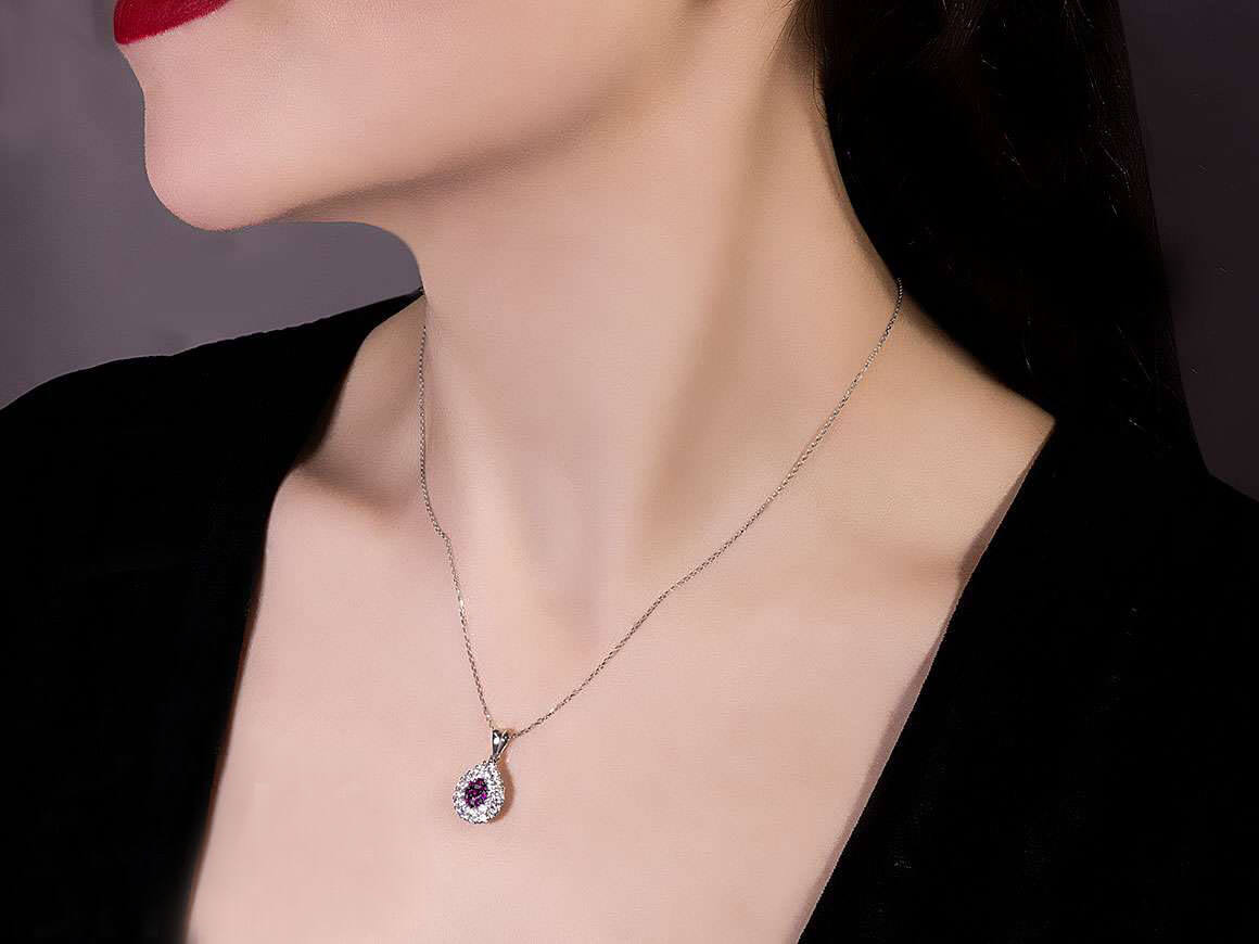 Collier double rang diamants et rubis