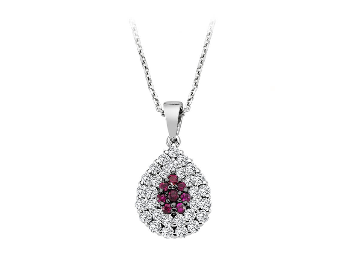 Collier double rang diamants et rubis