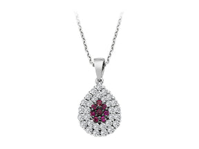 Collier double rang diamants et rubis