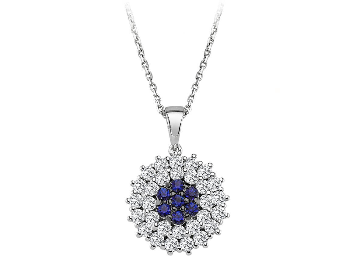 Collier double rang diamants et saphirs