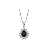 Collier diamant et saphir en forme de larme