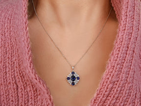 Diamond and Sapphire Eye Motif Necklace