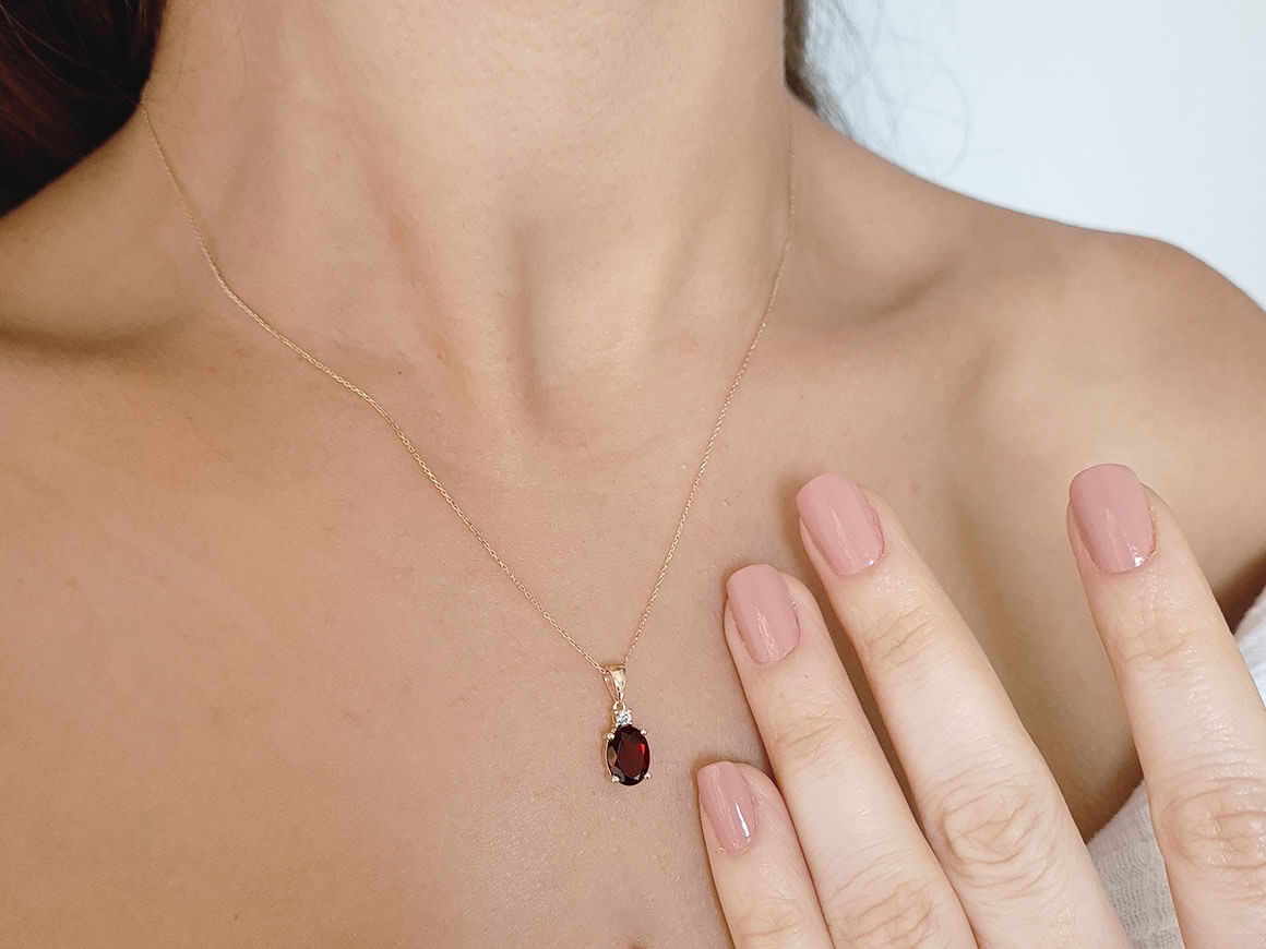 Diamond and Oval Pink Radolite Necklace