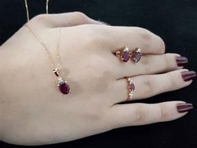 Diamond and Oval Pink Radolite Necklace